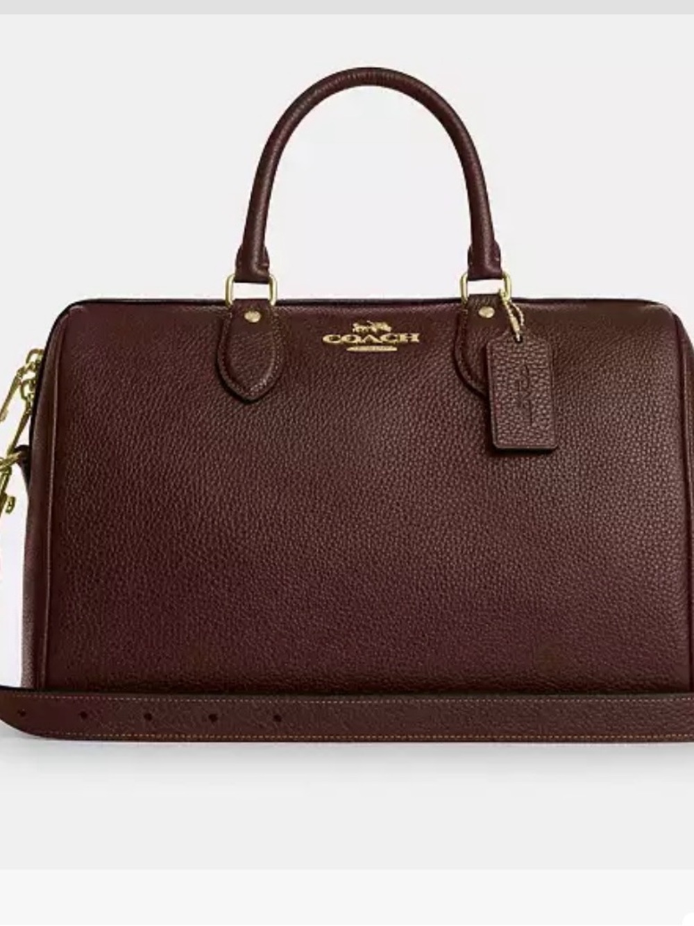 Coach Brown Leather Satchel with Top Handles and Adjustable Strap - Picture 3 of 5
